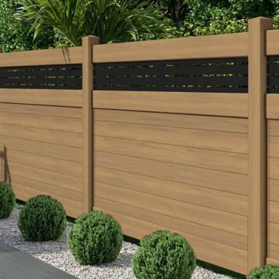 Image showing  Horizontal Fence Boardwalk 6 ft. x 8 ft. Cypress Vinyl Privacy Panel Kit