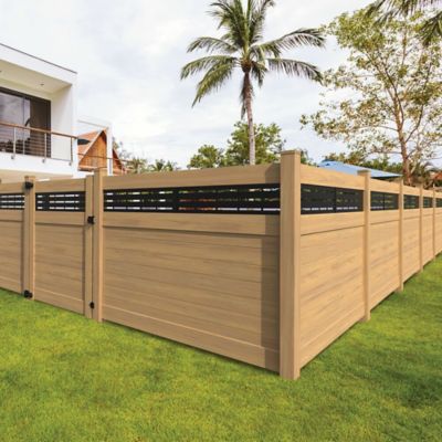 Image showing  Horizontal Fence Boardwalk 5 in. x 5 in. x 108 in. Cypress Vinyl Corner Post