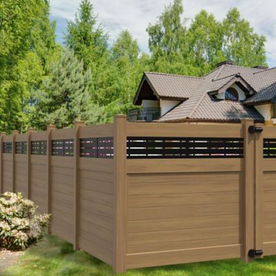 Image showing  Horizontal Fence Boardwalk 5 in. x 5 in. x 108 in. Cypress Vinyl Corner Post