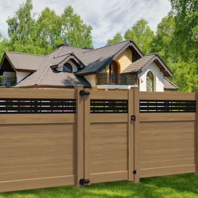 Image showing  Horizontal Fence Boardwalk 5 in. x 5 in. x 108 in. Cypress Vinyl End Post