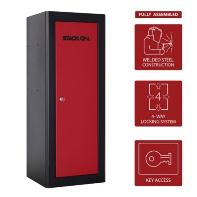 Stack-On 18.5 in. x 21 in. x 18.5 in. 18 Gun Welded-Steel Security Cabinet with Beveled Edge, Black with Red Door