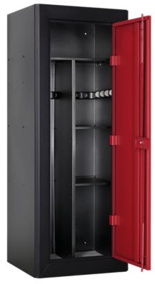 Image showing  18.5 in. x 21 in. x 18.5 in. 18 Gun Welded-Steel Security Cabinet with Beveled Edge, Black with Red Door