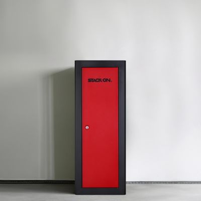 Image showing 9 th Stack-On 18.5 in. x 21 in. x 18.5 in. 18 Gun Welded-Steel Security Cabinet with Beveled Edge, Black with Red Door