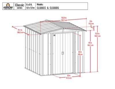Image showing  6 ft. x 6 ft. Classic Steel Storage Shed, Charcoal