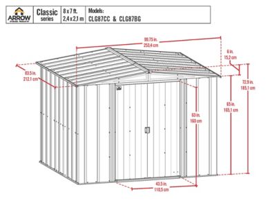 Image showing  8 ft. x 7 ft. Classic Steel Storage Shed, Charcoal