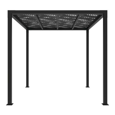 Barrette Outdoor Living 8 ft. x 8 ft. Pergola with Sanibel Decorative Screen Panels, Matte Black