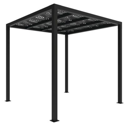 Image showing  8 ft. x 8 ft. Pergola with Sanibel Decorative Screen Panels, Matte Black
