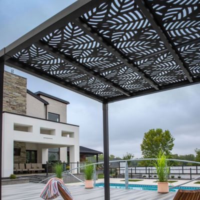 Image showing  8 ft. x 8 ft. Pergola with Sanibel Decorative Screen Panels, Matte Black