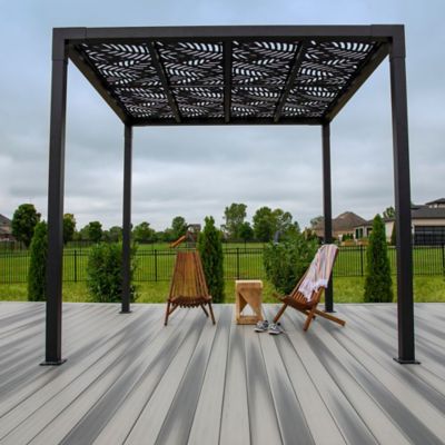 Image showing  8 ft. x 8 ft. Pergola with Sanibel Decorative Screen Panels, Matte Black