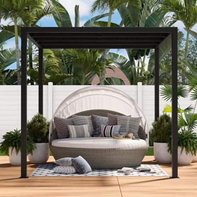 Image showing  8 ft. x 8 ft. Pergola with Sanibel Decorative Screen Panels, Matte Black