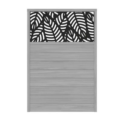 Barrette Outdoor Living 4 ft. x 6 ft. Vinyl Fence with Sanibel Decorative Screen Panel Kit, Driftwood