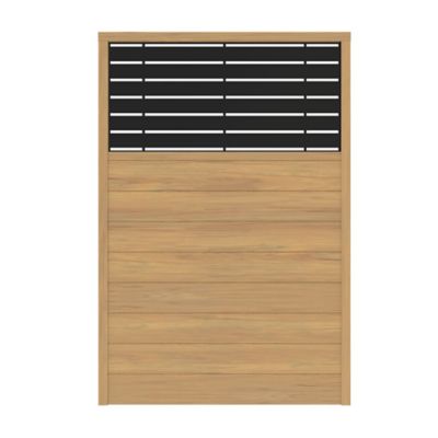 Barrette Outdoor Living 4 ft. x 6 ft. Vinyl Fence with Boardwalk Decorative Screen Panel Kit, Cypress