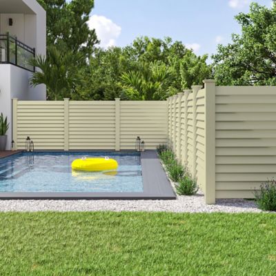 Image showing  6 x 6 x 102in. Louvered Outside Corner Post, Sand