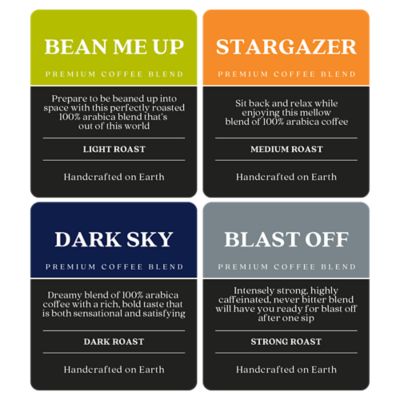 Image showing  Ground Coffee Assortment, Bean Me Up/Stargazer/Dark Sky/Blast Off, 4 ct.