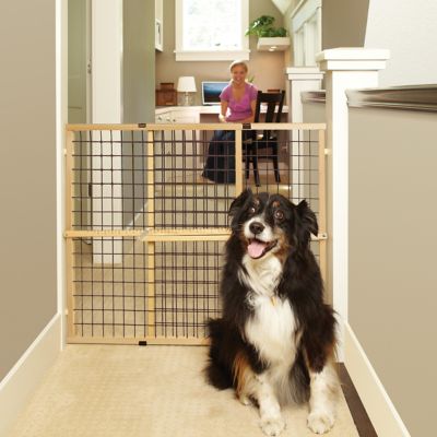 MyPet Extra Tall and Extra Wide Wire Mesh Wooden Pet Gate