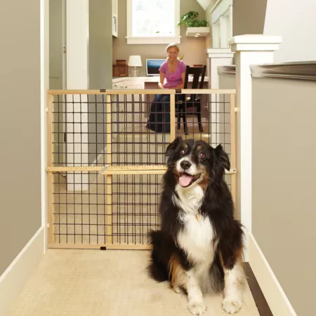 MyPet Extra Tall and Extra Wide Wire Mesh Wooden Pet Gate Pet Gates