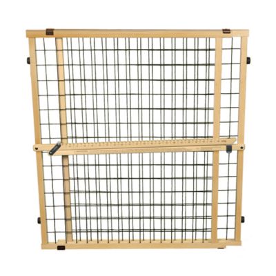 Image showing  Extra Tall and Extra Wide Wire Mesh Wooden Pet Gate