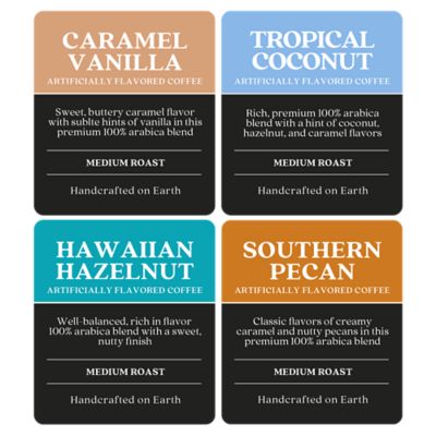 Image showing  Ground Coffee Assortment, Caramel Vanilla/Tropical Coconut/Hawaiian Hazelnut/Southern Pecan, 4 ct.