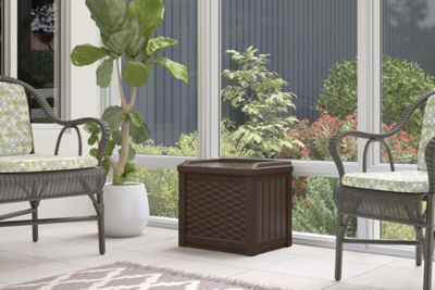 Image showing  22 gal. Small Resin Deck Box with Storage Seat, Wicker