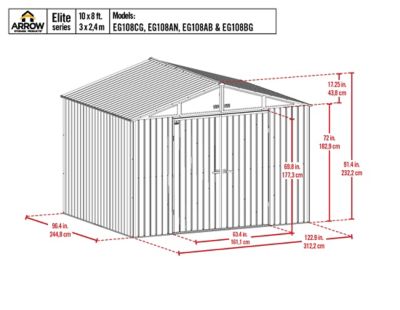 Image showing  10 ft. x 8 ft. Elite Steel Storage Shed, Galvalume
