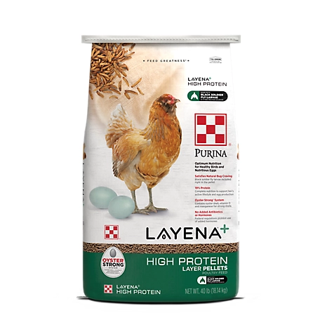 Purina Layena+ High Protein Layer Chicken Feed, 40 Pound Bag