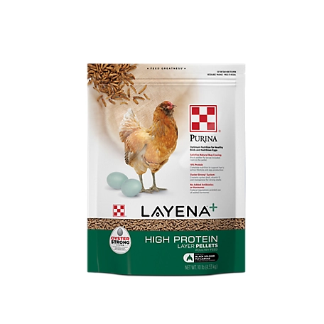 Purina Layena+ High Protein Layer Chicken Feed, 10 Pound Bag