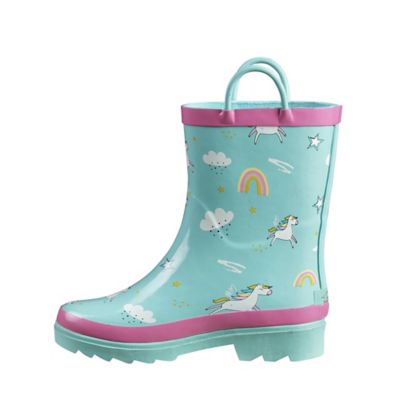 Image showing  Girls' Unicorn Print Mid Waterproof Rubber Boots