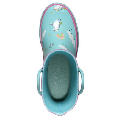 Image showing 6 th Blue Mountain Girls' Unicorn Print Mid Waterproof Rubber Boots