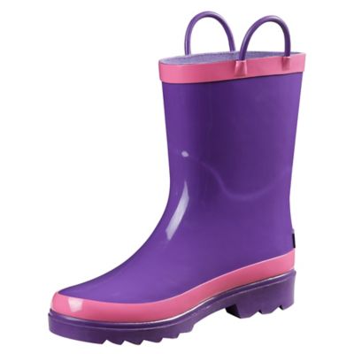 Blue Mountain Boys' Mid Waterproof Rubber Boots, Purple/Pink, 1-Pair