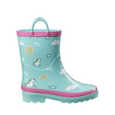 Image showing  Girls' Unicorn Print Mid Waterproof Rubber Boots