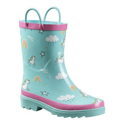 Image showing  Girls' Unicorn Print Mid Waterproof Rubber Boots