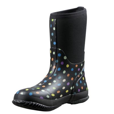 Blue Mountain Women's Dot Pattern Insulated Neoprene Rubber Boots