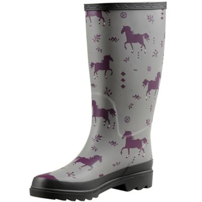 Blue Mountain Women's Horse Print Mid Waterproof Rubber Boots, 1-Pair