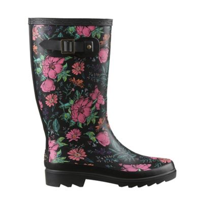 Image showing 7 th Blue Mountain Women's Floral Print Waterproof Rubber Boots