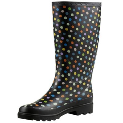 Blue Mountain Women's Dot Pattern Waterproof Rubber Boots, 1-Pair