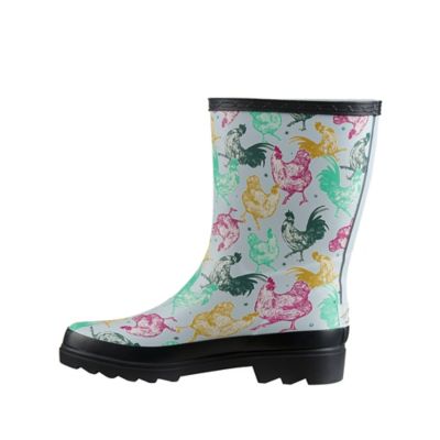 Image showing  Women's Chicken Print Waterproof Rubber Boots