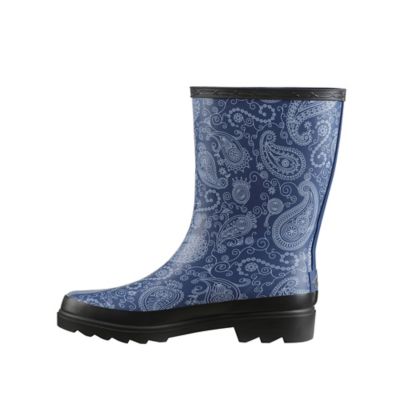 Image showing  Women's Paisley Print Waterproof Rubber Boots