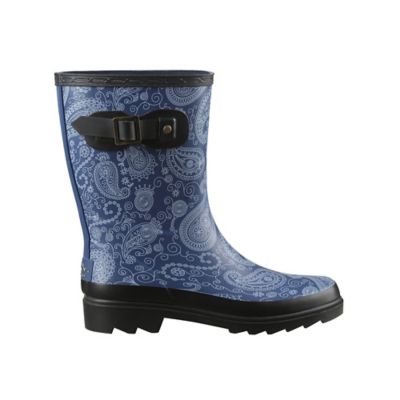 Image showing  Women's Paisley Print Waterproof Rubber Boots