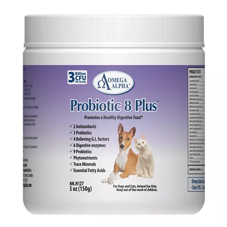 Omega Alpha Probiotic 8 Plus Healthy Digestion Supplement for Dogs and Cats 5 oz. Cat Digestion Supplements