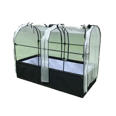 SIMPO 16 in. L x 72 in. W 3-in-1 Garden System with Raised Fabric Bed, Greenhouse and Protective Net