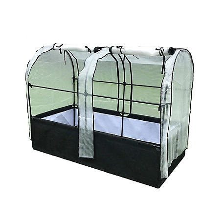 SIMPO 16 in. L x 72 in. W 3-in-1 Garden System with Raised Fabric Bed, Greenhouse and Protective Net