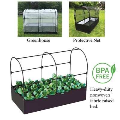 Image showing  16 in. L x 72 in. W 3-in-1 Garden System with Raised Fabric Bed, Greenhouse and Protective Net
