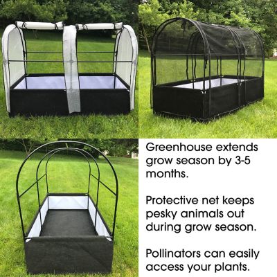 Image showing  16 in. L x 72 in. W 3-in-1 Garden System with Raised Fabric Bed, Greenhouse and Protective Net