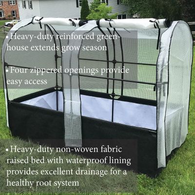 Image showing  16 in. L x 72 in. W 3-in-1 Garden System with Raised Fabric Bed, Greenhouse and Protective Net