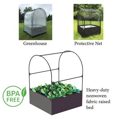 Image showing  3-in-1 Garden System: Raised Fabric Bed + Greenhouse + Protective Net 44 in. x 44 in. x 61 in., GDN4444