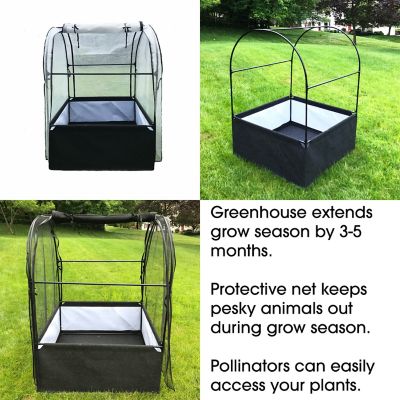 Image showing  3-in-1 Garden System: Raised Fabric Bed + Greenhouse + Protective Net 44 in. x 44 in. x 61 in., GDN4444
