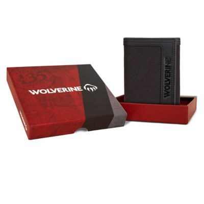 Image showing 6 th Wolverine Men's Canvas/Leather Trifold Wallet