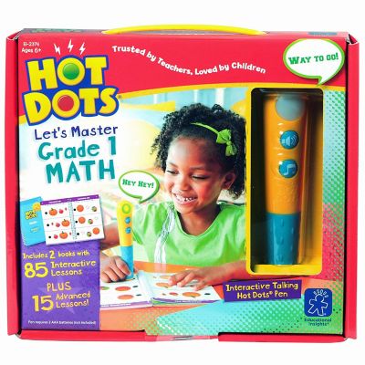 Educational Insights Hot Dots Jr. Let's Master Grade 1 Math Set with Hot Dots Pen