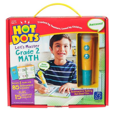 Educational Insights Hot Dots Jr. Let's Master Grade 2 Math Set with Hot Dots Pen