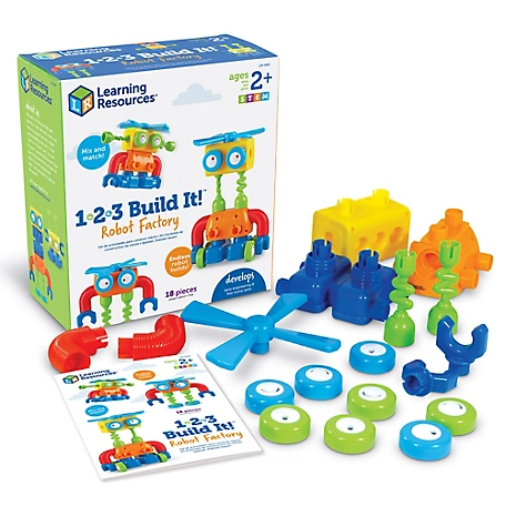 Learning Resources 1-2-3 Build It! Robot Factory, LER2869